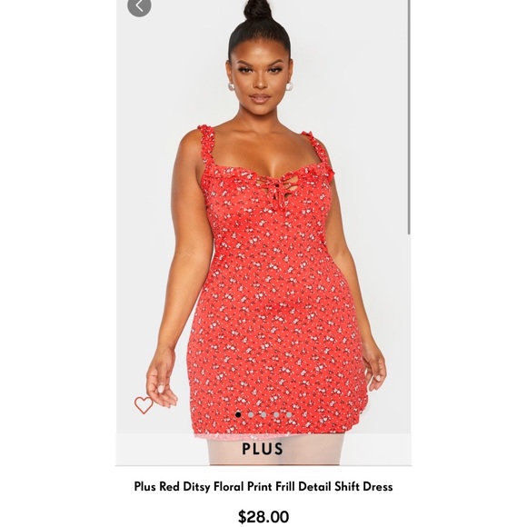 Pretty Little Thing Red Floral Dress - Picture 1 of 1